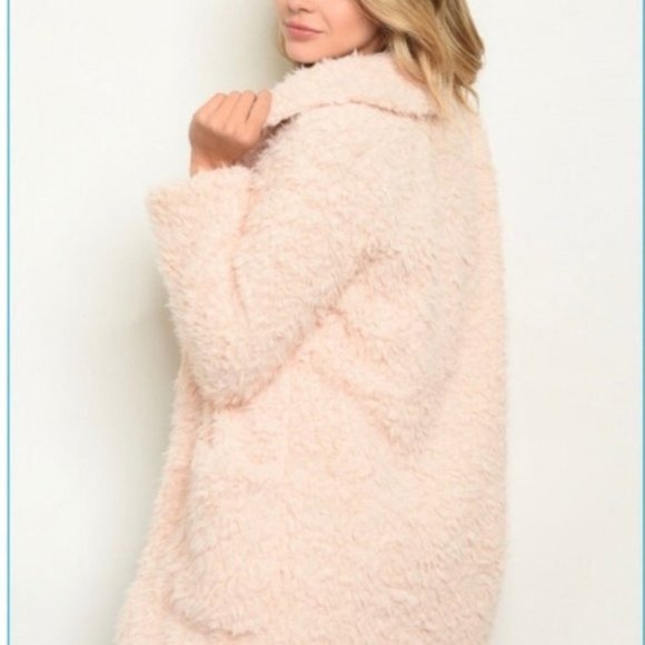 CLEARANCE! Sherpa Teddy Bear Coat Blush Pink - Picture 2 of 6